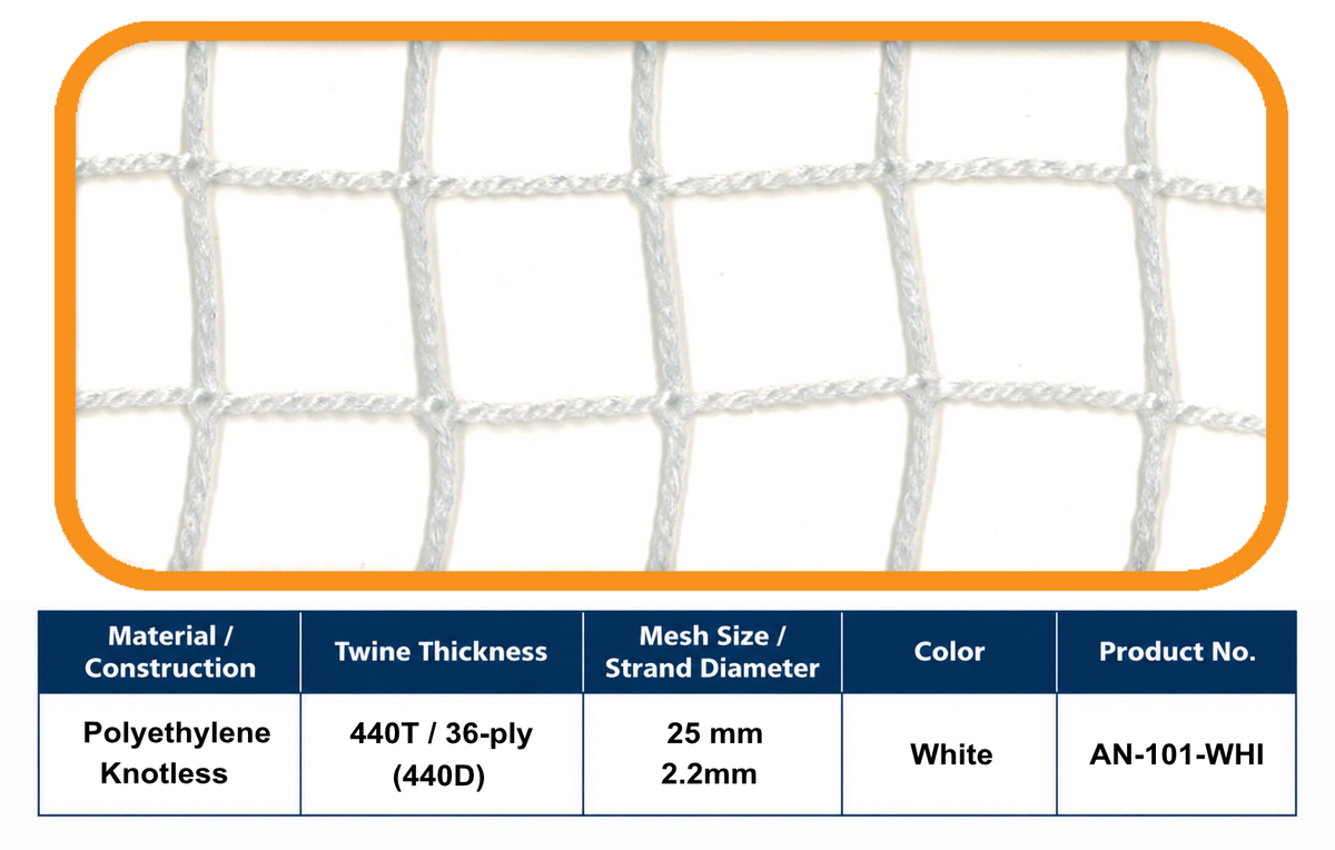 36-Ply Golf Net – 25 mm Mesh | Made in Japan |White
