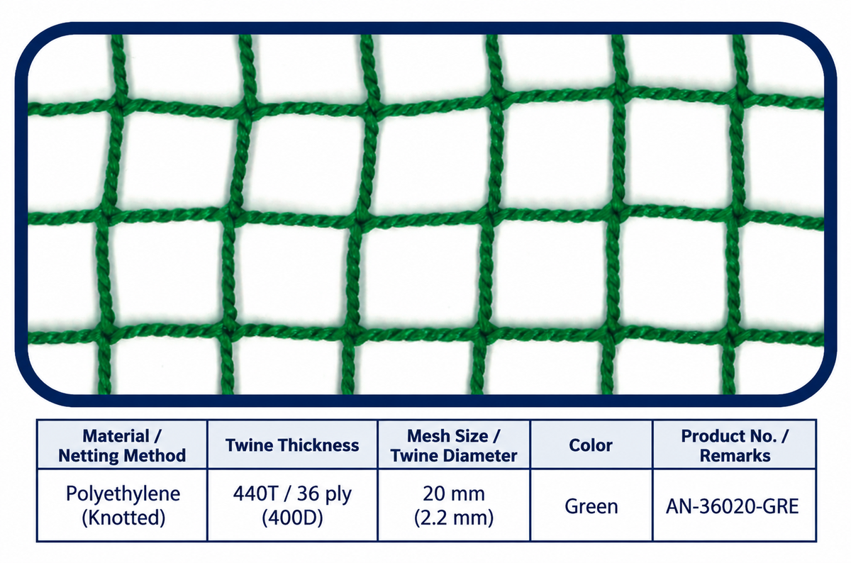 36-Ply Net – 20 mm Mesh | Green