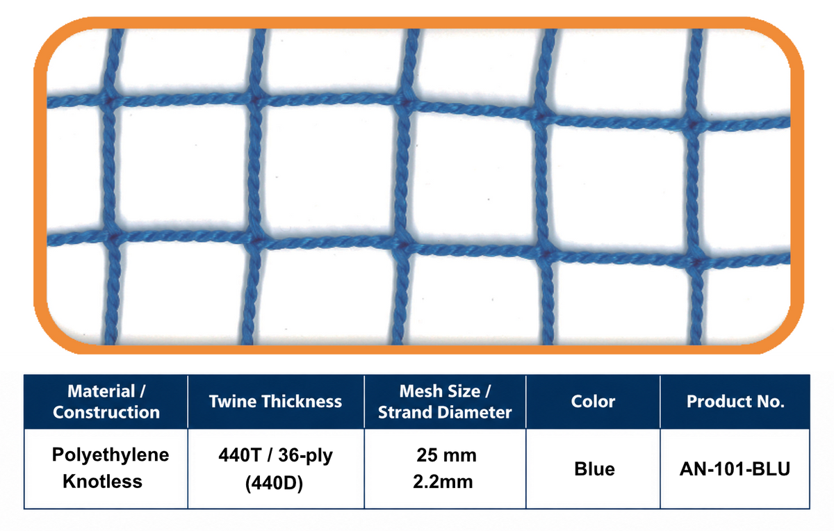 48-Ply Ball-Stop Net – 37.5 mm Mesh | Blue