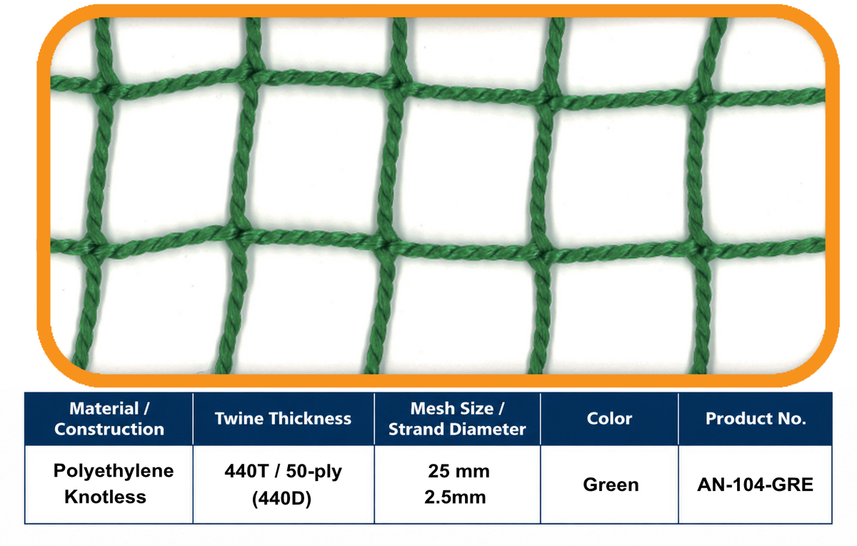 50-Ply Heavy-Duty Golf Net – 25 mm Mesh | Green