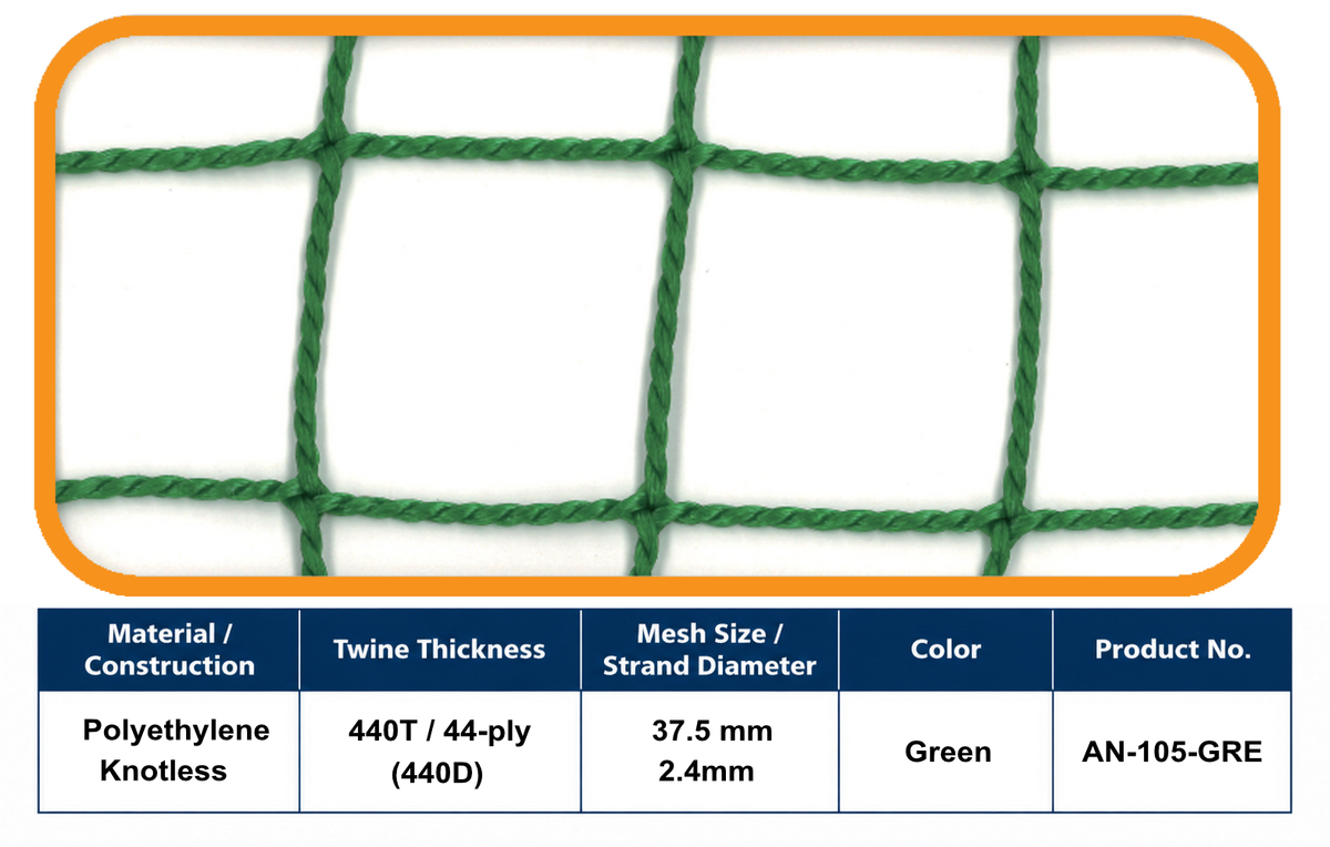 44-Ply Ball-Stop Net – 37.5 mm Mesh | Green