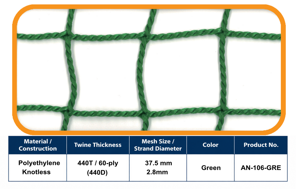 60-Ply Ball-Stop Net – 37.5 mm Mesh | Green